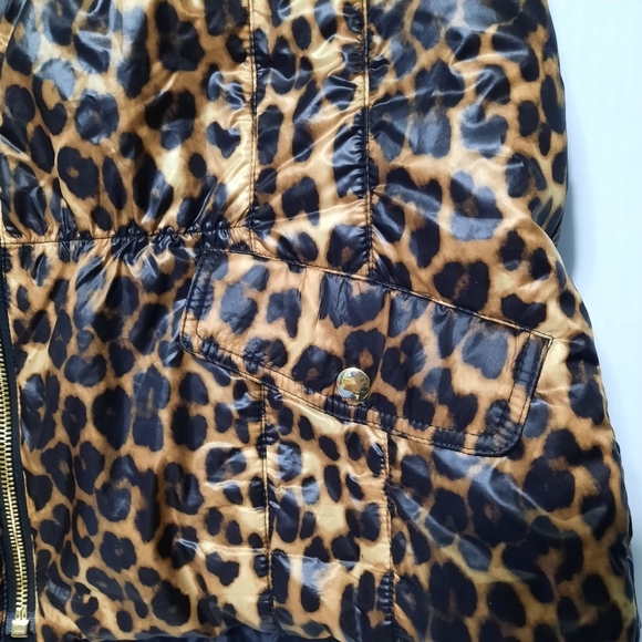 Chicos Vest Womens Brown Leopard Print Puffer Full Zip Snap Pockets Sz 2 - Picture 5 of 7